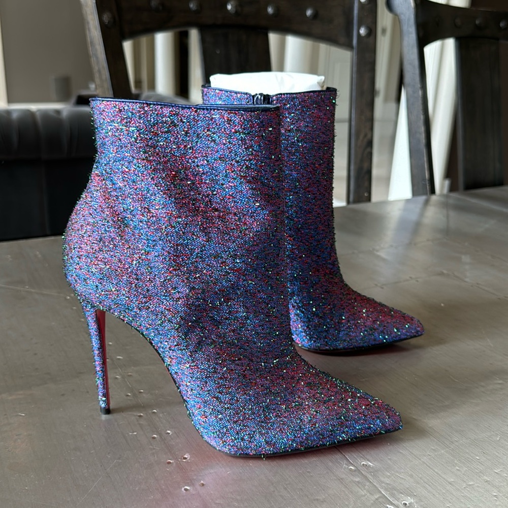 Christian Louboutin so Kate booty 100mm lurex multi color starlight boot sz 37.5